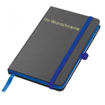 Notizbuch mit Gravur / DIN A6 / 160 S. / liniert / PU Hardcover / Farbe: blau