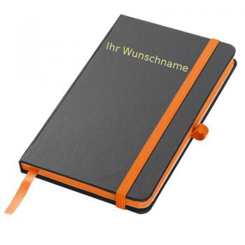 Notizbuch mit Gravur / DIN A6 / 160 S. / liniert / PU Hardcover / Farbe: orange