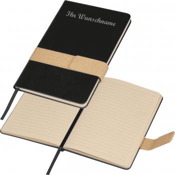 Notizbuch mit Magnetverschluss mit Namensgravur  - A5 - 160 S. - Farbe: schwarz