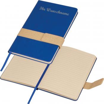 Notizbuch mit Magnetverschluss mit Namensgravur  - A5 - 160 Seiten - Farbe: blau