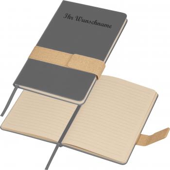 Notizbuch mit Magnetverschluss mit Namensgravur  - A5 - 160 Seiten - Farbe: grau