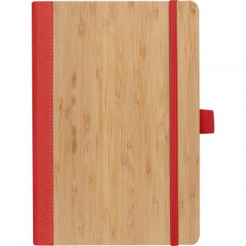 Notizbuch mit Namensgravur - Cover aus Bambus - DIN A5 - 192 Seiten - Farbe: rot