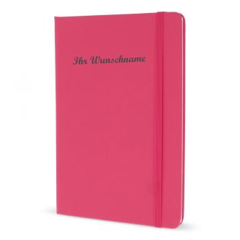 Notizbuch mit Namensgravur - DIN A5 - 192 S. - liniert - PU Hardcover - pink