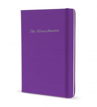 Notizbuch mit Namensgravur - DIN A6 - 192 S. - liniert - PU Hardcover - lila