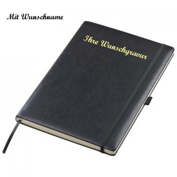 Notizbuch mit Namensgravur - mit Gummibandverschluss - A4 - 160 Seiten - liniert