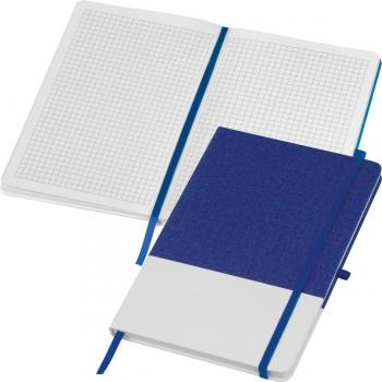 Notizbuch mit PU-Cover / A5 / 160 karierte Seiten / Farbe: weiß-blau