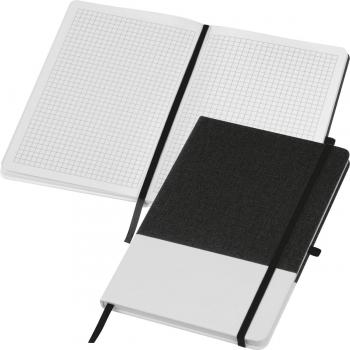 Notizbuch mit PU-Cover / A5 / 160 karierte Seiten / Farbe: weiß-schwarz