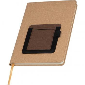 Notizbuch mit PU Einband / A5 / 160 Seiten / mit Smartphonefach / Farbe: braun