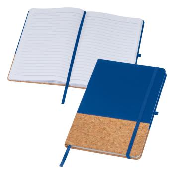 Notizbuch mit PU-Kork Cover / A5 / 160 linierte Seiten / Farbe: blau
