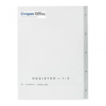 Ordner Register 1-5 / DIN A4 / Farbe: grau / 5tlg.