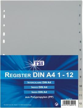 Ordner Register von 1-12 DIN A4 aus PP