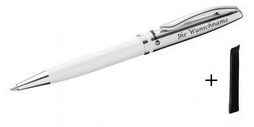 Pelikan Metall-Kugelschreiber mit Gravur + Veloursetui / Farbe: glänzend weiß