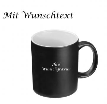 Porzellantasse mit Gravur / Kaffeetasse / 300 ml / Farbe: schwarz-weiß