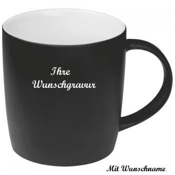 Porzellantasse mit Namensgravur / Kaffeetasse / 300 ml / Farbe: schwarz