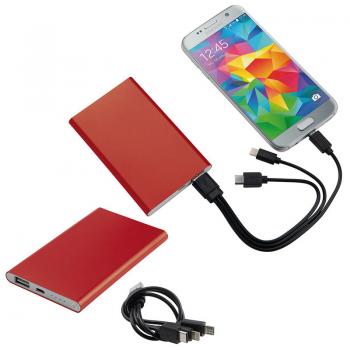 Powerbank / aus Metall / 4.000 mAH / Farbe: rot