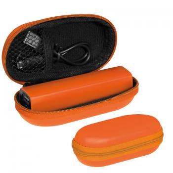 Powerbank 2.200 mAh mit USB Anschluss / mit Etui / Farbe: orange