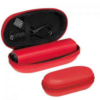 Powerbank 2.200 mAh mit USB Anschluss / mit Etui / Farbe: rot