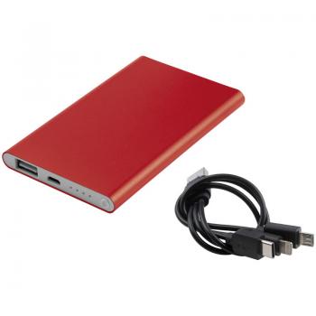 Powerbank mit Namensgravur - aus Metall - 4.000 mAH - Farbe: rot