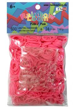 Rainbow Loom / 600 Gummibänder + 24 Clips / Farbe: pink