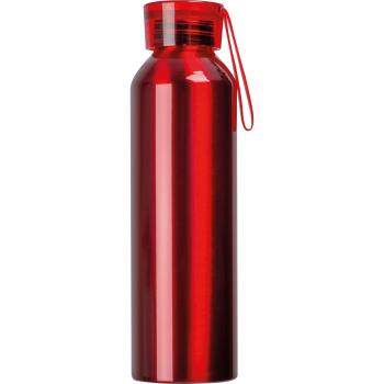 Recycelte Aluminium Trinkflasche mit Trageschlaufe / 600ml / Farbe: rot