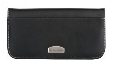 Reisemappe mit Gravur / Brieftasche / aus Lederfaserstoff / Farbe: schwarz