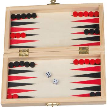 Reisespielset aus Holz mit Backgammon - Schach - Dame Spiel