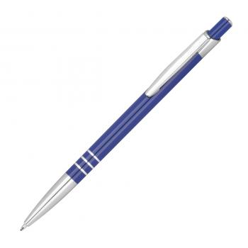 Schlanker Kugelschreiber aus Metall / Farbe: blau