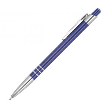 Schlanker Kugelschreiber aus Metall / Farbe: blau