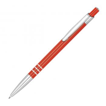 Schlanker Kugelschreiber aus Metall / Farbe: rot