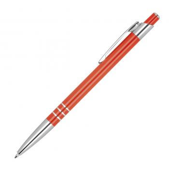 Schlanker Kugelschreiber aus Metall / Farbe: rot