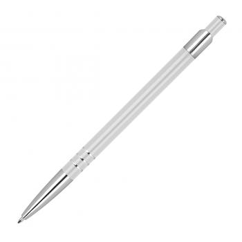 Schlanker Kugelschreiber aus Metall / Farbe: weiß