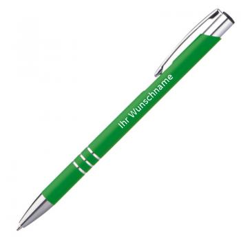 Schlanker Kugelschreiber mit Gravur / aus Metall / Farbe: grün