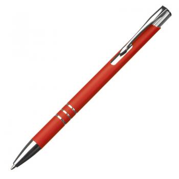 Schlanker Kugelschreiber mit Namensgravur - aus Metall - Farbe: rot