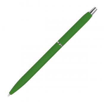 Schlanker Metall-Kugelschreiber / gummiert / Farbe: grün