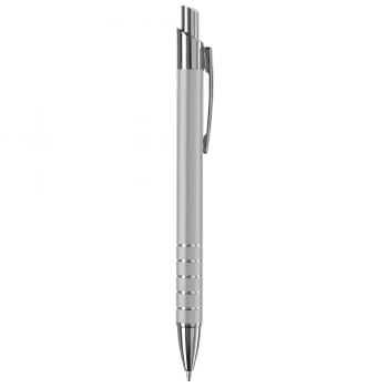 Schlanker Metall-Kugelschreiber mit Gravur / verchromte Teile / Farbe: silber