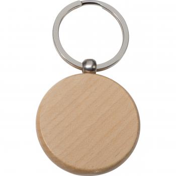 Schlüsselanhänger / rund / aus Buchenholz mit Schlüsselring