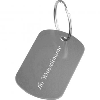 Schlüsselanhänger "Metallplättchen" mit Gravur / Farbe: grau