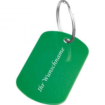 Schlüsselanhänger "Metallplättchen" mit Gravur / Farbe: grün