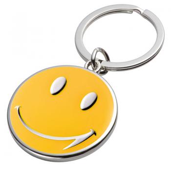 Schlüsselanhänger "Smile" / aus Metall mit lächelnden Gesicht