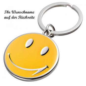 Schlüsselanhänger "Smile" mit Namensgravur - aus Metall mit lächelnden Gesicht