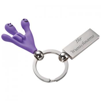 Schlüsselanhänger "Smilehands" mit Gravur / Farbe: lila