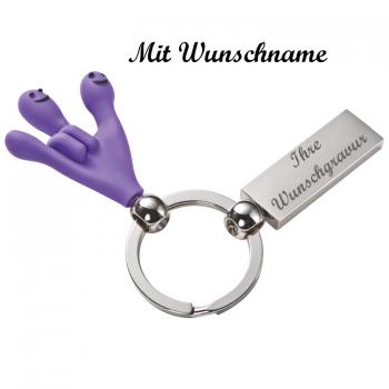 Schlüsselanhänger "Smilehands" mit Namensgravur - Farbe: lila