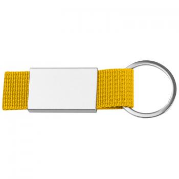 Schlüsselanhänger mit gelben Stoffbändchen