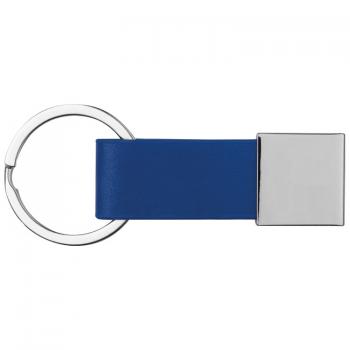 Schlüsselanhänger mit Gravur / mit Kunstleder-Bändchen / Farbe: blau