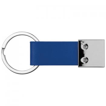 Schlüsselanhänger mit Gravur / mit Kunstleder-Bändchen / Farbe: blau