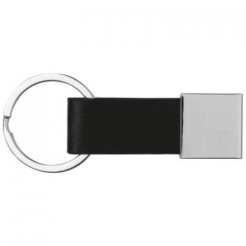 Schlüsselanhänger mit Gravur / mit Kunstleder-Bändchen / Farbe: schwarz