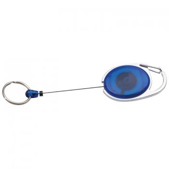 Schlüsselanhänger mit Karabiner und ausziehbarem Schlüsselring / Farbe: blau