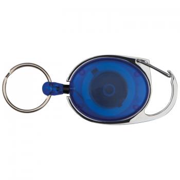 Schlüsselanhänger mit Karabiner und ausziehbarem Schlüsselring / Farbe: blau