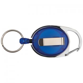 Schlüsselanhänger mit Karabiner und ausziehbarem Schlüsselring / Farbe: blau
