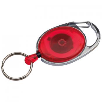 Schlüsselanhänger mit Karabiner und ausziehbarem Schlüsselring / Farbe: rot